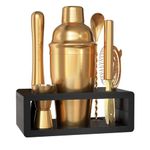 Highball & Chaser Cocktail Shaker Set: Bartender Kit for Home Bar Mixology Cocktail Bar Set Plus E-Book with 30 Recipes (Antique Gold)