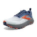 BROOKS Men's Cascadia 17 Sneaker, Blue/Navy/Firecracker, 10 UK