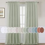 H.VERSAILTEX Sage Curtains 96 Inches Long for Bedroom 2 Panels Rod Pocket Linen Draperies Neutral Boho Farmhouse Semi Privacy Sheer Light Filter Curtains for Living Room Home Office 8 FT