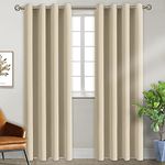 BGment Blackout Curtains - Grommet Thermal Insulated Room Darkening Bedroom and Living Room Curtain, 2 Panels of 52 x 90 Inch, Beige