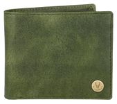 WildHorn Leather Wallet for Men I Ultra Strong Stitching I 6 Credit Card Slots I 2 Currency Compartments I 1 Coin Pocket (Green Crackle)