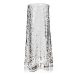 Briful 23.5cm Tall Glass Vase Decorative Flower Vase Made of Glass with Star-shaped Base, Clear Glass Vase Crystal Flower Vase for Table Minimalist Fluted Vases for Wedding, Windowsill Decoration