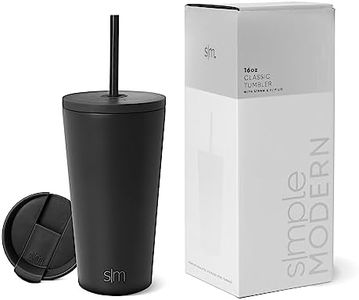 Simple Modern 470mL Classic Travel Mug Tumbler with Straw Lid and Flip Lid - Flask Coffee Beer Insulated Beer Pint Cup - 18/8 Stainless Steel - Midnight Black