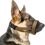 HEELE Dog Muzzle with Head Strap and Adjustable Loop and Soft Neoprene Padding, No More Chafing, Muzzle for Large dogs to Prevent Barking Biting and Chewing, Dog Muzzles for Training, Brown, XL