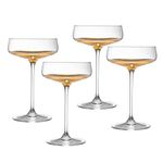 Barski - Handmade Glass - Champagne Saucer - Decororated and Dipped in 20 K Gold on The Bottom - 10 oz. - Gift Boxed - Made in Europe - Set of 4