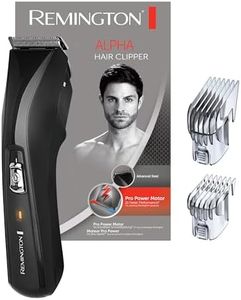 Remington Máquina de Cortar Pelo Alpha, Cortapelos con Cable e Inalámbrico, Cuchillas de Acero Avanzado, 2 Peines con 15 Longitudes, Piloto Indicador de Carga, Cepillo para Limpieza, Negro - HC5150