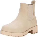 Vepose Women's 9607 Chelsea Ankle Boots Pull-On Booties, Beige, Size 8.5M US (CJY9607 Beige 08.5)