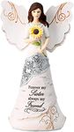 Elements Sister Angel Figurine by Pavilion, 6-1/2-Inch, Holding Sunflower, Inscription Forever My Sister Always My Friend,White