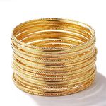 LUREME Boho Indian Multi Golden Bangle Bracelet Set for Women Punk Chunky Multipacks Layered Bracelet Jewelry(bl003564), 锌合金, no gemstone