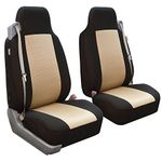 FH GROUP Front Set Cloth Car Seat Covers for Bucket Seats 1 Piece Seat Cover, Universal Fit, Washable Seat Covers for SUV, Sedan, Van, Beige