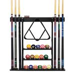 MoyanSuper Pool Stick Holder Solid Wood Cue Stick Holder Billiard Cue Racks Holds Billiards Accessories for Billiard Room,Bar Room,Game Room (Black)