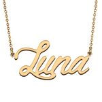 HUAN XUN Golden Luna Necklace with Names Customized for Women and Girls Beautiful
