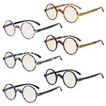 Eyekepper 5 Pack Blue Light Filter Glasses Vintage Round Computer Reading Glasses +1.75