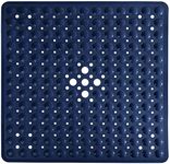 Yimobra Square Bath Shower Tub Mat for Bathroom, Non Slip Bathtub Mats with Suction Cups, Drain Holes, Machine Washable, 53 x 53 cm, Navy Blue