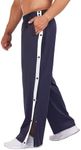 Deyeek Men's Tear Away Basketball Pants High Split Snap Button Casual Post-Surgery Sweatpants with Pockets Navy Blue