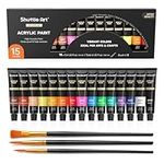 Shuttle Art Acrylic Paint Set, 15 x 12ml Tubes Artist Quality Non Toxic Rich Pigments Colours Perfect for Kids Adults Beginners Artists Painting on Canvas Wood Clay Fabric Ceramic Crafts