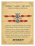 arana's - 7 Knots Evil Eye Bracelet Women Men Children Babies - Evil Eye - Red Thread Protection Negative Energy - Lucky Amulet - Couples Family Friends, Ajustable de 11 cm hasta 28 cm