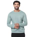 MARKRICH Crew Neck Solid Pure Cotton Sweatshirt | Round Neck Full Sleeve Sweatshirt | Men Cotton Rich Light Weight Crew Neck Sweatshirt (Regular Fit) Sage Green