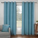 Sleepdown Textured Print Eyelet Curtains Lined Curtains for Bedroom and Living Room 66 x 72 Inch Duck Egg 2 Panels, 5056242839415