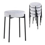 COSTWAY Set of 4 Stacking Stools, Upholstered Kitchen Bar Stools with Sponge Padded Cushion, Metal Legs & Anti-slip Foot Pads, Dining Stools Set for Home Kitchen Island Cafe (Light Grey)