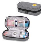 CURMIO Insulated Epipen Carrying Case, Portable Medicine Supplies Bag for 2 EpiPen, Auvi-Q, Syringes, Vials, Nasal Spray, Home and Travel, Gray(Patented Design)