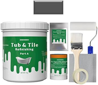NADAMOO Tub and Tile Refinishing Kit (1kg / 35 oz, with tools, Dark Gray), DIY Bathtub Sink Reglaze Kit Countertop Paint Resurface Kit for Bathroom Kitchen Porcelain Enamel Fiberglass, Semi-matte Coat