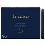 Waterman Fountain Pen Refill Ink Cartridges | Long Standard | Intense Black | 8 Count