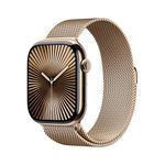 Apple Watch Series 10 GPS + Cellular 46 mm Smartwatch with Gold Titanium Case with Gold Milanese Loop - M/L. Fitness Tracker, ECG App, Always-On Retina Display, Carbon Neutral