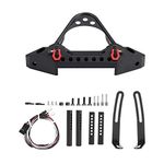 Dilwe RC Crawler Car Front Bumper, RC Car Metal Bumper With 2 LED Lights for Traxxas TRX-4 1/10 Scale RC Cars Accessory(Black)