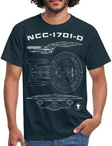 Spreadshirt Star Trek La Nouvelle Génération NCC-1701-D T-Shirt Homme, XL, Marine