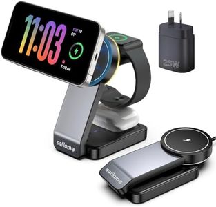 Foldable 3 in 1 Wireless Charger for MagSafe iPhone, Soflame 3 in 1 Magsafe Wireless Charger, Compatible with iPhone16/15/14/13/12, iWatch10/9/Ultra 2/8/Ultra/SE2/7/6/SE/5/4/3, AirPods2/3/4Pro (black)