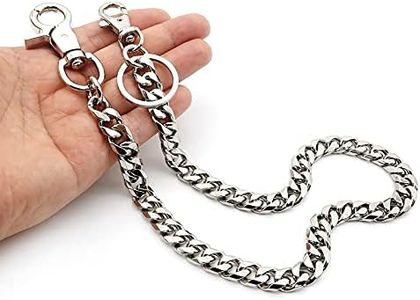 newtro Strong Leash Biker Key Wallet Chain Trucker Jean Pants Chain for Men Silver Black Gold 17" 24" D06 - silver - 17"