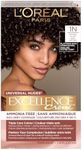 L'Oréal Paris Excellence Crème Permanent Hair Color, 1N Natural Black, 100% Grey Coverage, Ammonia Free, Hair Dye, 1 EA