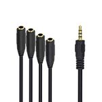 Maxhood Headphone Splitter Cable, 3.5mm Splitter 1 to 4 Ways, 3.5mm (1/8") 4 Pole Male to Female Extension Cable, Headphone Mic Splitter Cable for Headset Smartphone(3.5mm TRRS Spiltter)