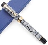 JINHAO Century Tofu 100 18KGP Golden Plated Resin Fountain Pen (Gray and Stone, Medium Nib)