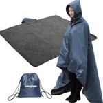 DUKUSEEK Large Waterproof Stadium Blanket for Cold Weather, Soft Warm Fleece Camping Blanket Windproof for Outdoor Sporting Events, Football Games,Navy Blue,79"x 59"