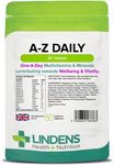 Lindens Multivitamin A-Z Daily Tablets - 90 Pack, UK Made, Perfect Vitamin & Mineral Balance of Vitamin A, C, D, E, B1, B2, B3, B6, B12, Folic Acid, Magnesium, Iron, Zinc & Iodine - Letterbox Friendly