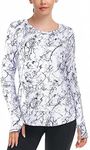 Tanst Sky Hiking Shirts Women Quick Dry, Long Sleeve Workout Golf Tops UPF 50+ Cooling Sun Protection Clothes Lightweight Moisture Wicking Tshirts Quick Dry Fishing Running Activewear White L