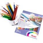 Pentel Arts Watercolour Pencils, Non-Toxic Assorted Colour Set, Artist Quality for Professional works or Art Therapy or Adult Colouring, CB9-24, Set of 24