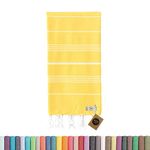 KZY LONDON Beach Towel - Large Turkish Beach Towels for Camping, Swimming, Bath, Gym, Picnic - Quick Dry, Super Absorbent, Lightweight, Compact Cotton Hammam Towels for Adults, Men, Kids (Yellow)