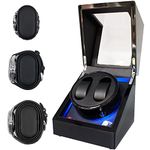 ORYX Double Watch Winders for Automatic Watches Box, Watch Rotator for 3 Sizes Watches with LED Light, Rotating Watch Case, Watch Shaker, Ac Powered Super Quiet Mabuchi Motor(Black+Black)