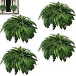 Uv-Resistant Outdoor Artificial Boston Fern Plant,Artificial Boston Ferns for Outdoors,Large Faux Plants Outdoor,Realistic Large Artificial Ferns for Outdoors Porch Decor (4pcs)