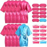 30 Pcs Girls Spa Party Supplies Set, Kids Bathrobe Girls Satin Robe Slumber Birthday Party Bathrobes with Headbands and Eye Masks