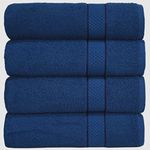 Casabella Pack of 4 Large Jumbo Bath Sheets 100% Egyptian Combed Cotton Big Beautiful Towels (4 Bath Sheet, Royal Blue)