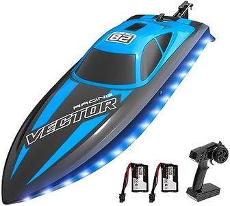 VOLANTEXRC RC Boat Fast 20MPH for Adults, 2.4GHz Remote Control Boat for Pools and Lakes with 2 Rechargeable Batteries, LED Light，Perfect Toys and Gifts for Boys and Girls(795-6 Blue)