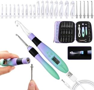 Yarniss 22 in 2 Lighted Counting Crochet Hook Set with Spiral Handle 2.0~14.0mm, Rechargeable Light Up Crochet Hook with Stitch Counter & Case, Colorful Purple