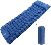 Inflatable Sleeping Pads Mat, Ultralight Foot Press Inflatable Camping Mat, Portable Self Inflating Connectable Camping Pad with Pillow Built in Foot Pump for Backpacking Hiking (Blue)