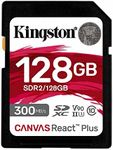Kingston Canvas React Plus 128GB SDXC Memory Card UHS-II 300R/260W U3 V90 for Full HD/4K/8K - SDR2/128GB