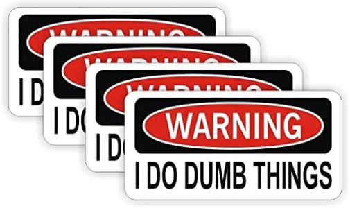 4 pieces Warning I Do Dumb Things Funny Hard Hat Sticker Decal, Helmet Label Rude Funny