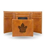 Rico Industries Laser Engraved Trifold Wallet, Toronto Maple Leafs, Brown, 3.25 x 4-"